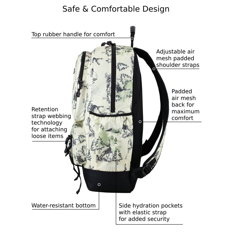 Unisex Laptop Backpack with Deer Print - School & Travel Carryall