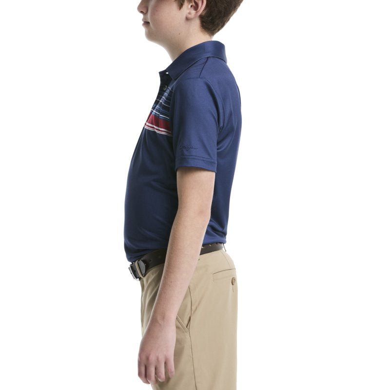 Boys Golf Polo Shirt Performance Textured Chest Short Sleeve Moisture Wicking