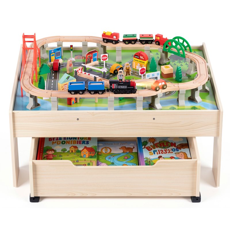 Kids Train Table Set with Electric Train & Storage - 101 Pieces