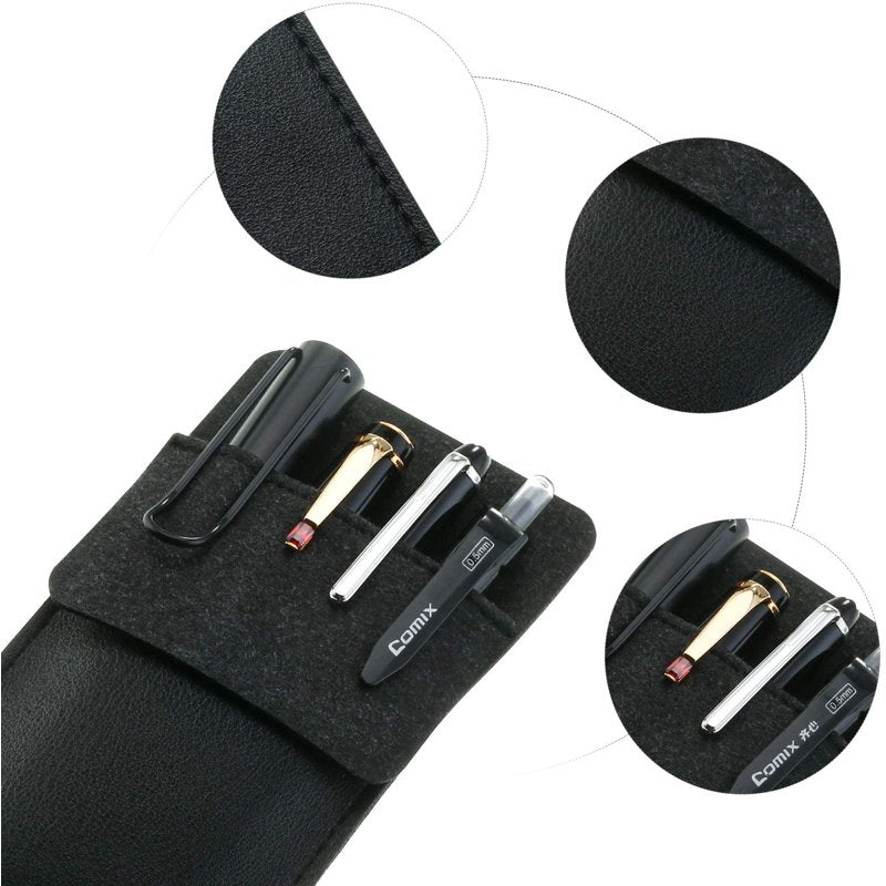 Leather Pen Pouch Organizer - Set of 4, Handmade Pencil Holder for Office & Hospital