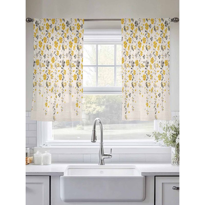 Light Filtering Sheer Curtains 54 Inches Long - 2 Panels Window Drapes
