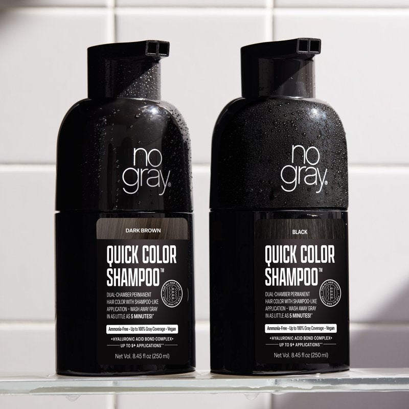 No Gray Quick Permanent Black Hair Color Shampoo - Gentle, Fade-Resistant, 8.45 fl oz