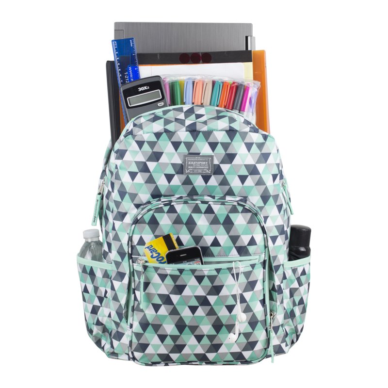 Unisex Fashion Lifestyle Backpack with Laptop & Hydration Pockets - Grey Mint Diamonds