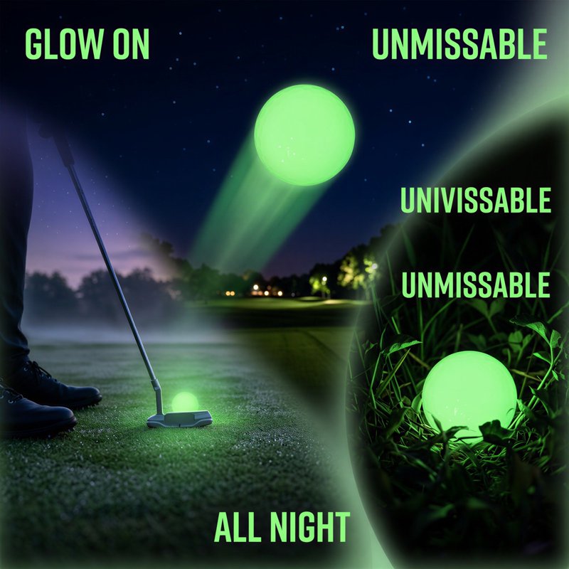 Glow in the Dark Golf Balls - 6 Pack Fluorescent Light Up Golf Balls for Night Play