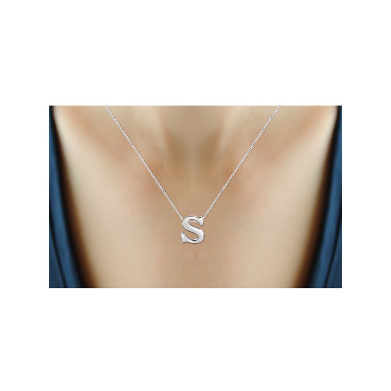 Sterling Silver Initial Pendant Necklace - Custom Letter Jewelry, 18 Inch Chain