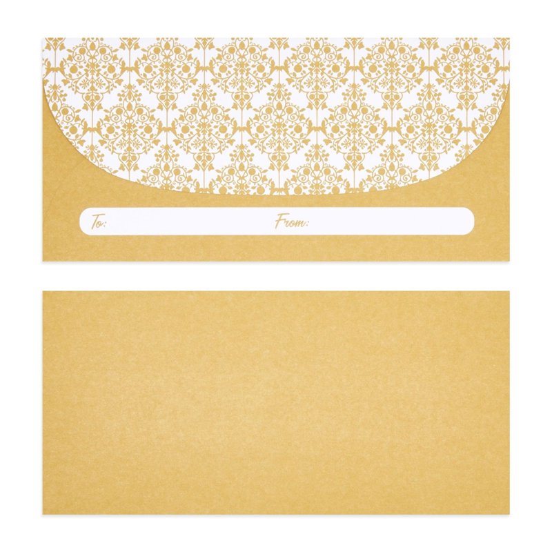 Gold Money Envelopes for Cash Gifts - 100 Pack with Secure Adhesive Seal, Floral Design, 6.7 x 3.3 Inches