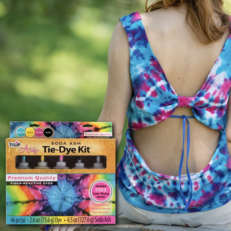 Tie-Dye Kit with Fiber Reactive Dyes, Soda Ash & Supplies for Fabric Art