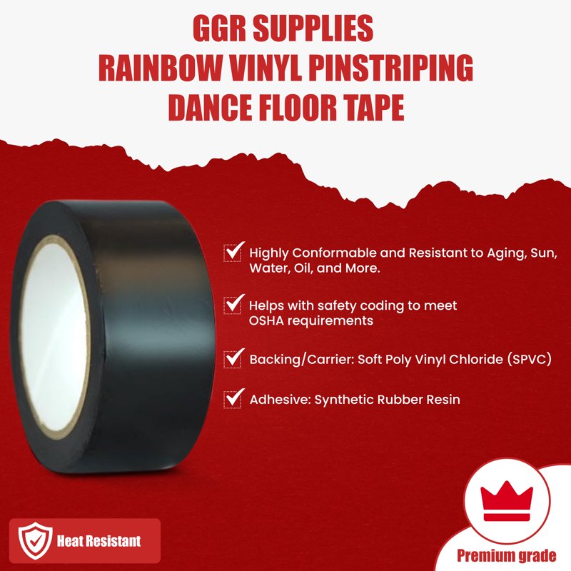 Rainbow Vinyl Pinstriping Tape for Dance Floors & Safety Marking