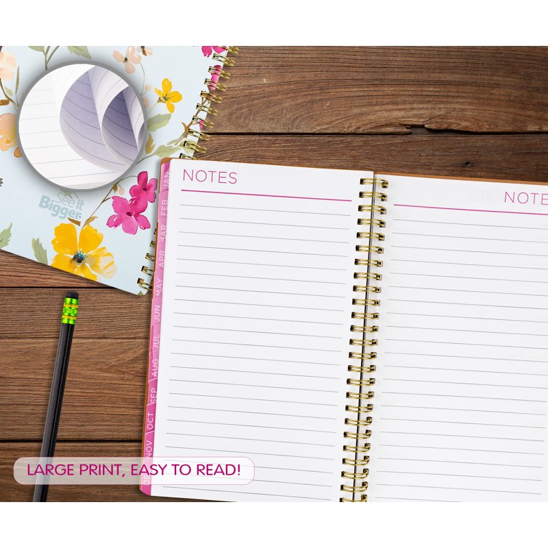 See It Bigger Floral Monthly Weekly Planner 15-Month, Large Print, 5.5 x 8.75 Inches