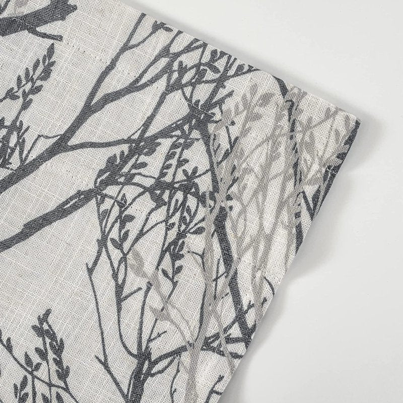Linen Blend Tree Branch Window Valance - Modern Abstract Ink Design