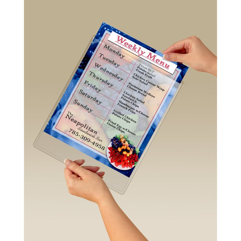 Display Pocket for 8.5x11 Documents with Command Hanging Strips - Clear Plastic