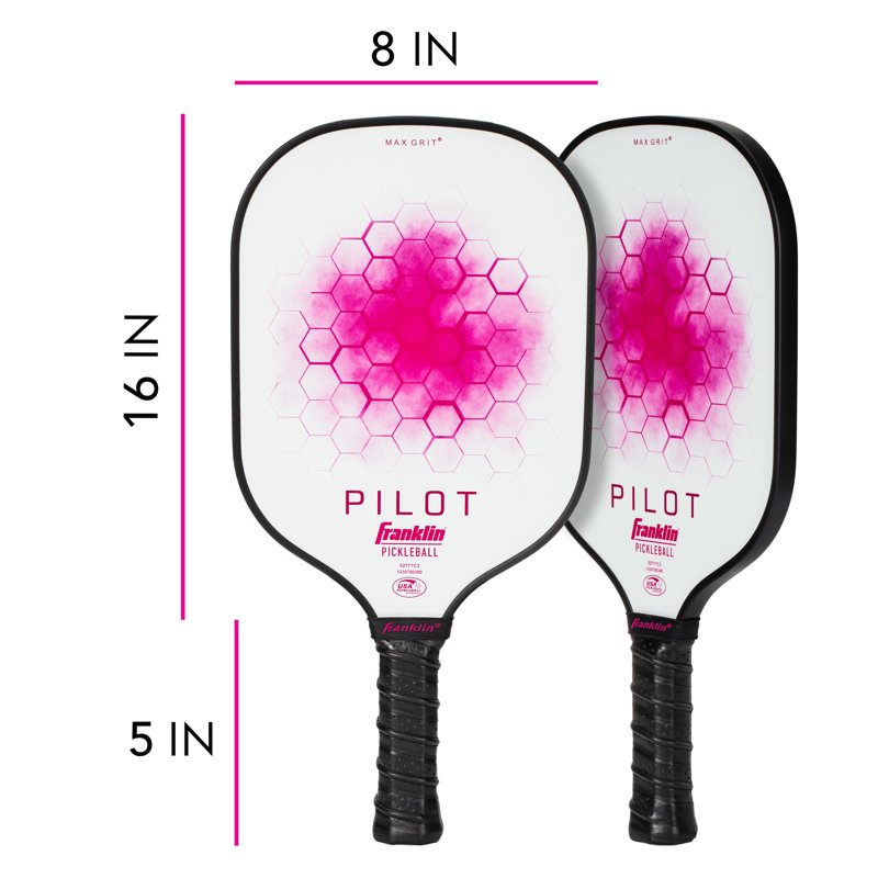 Franklin Pilot Pickleball Paddle - White/Pink, USAPA Approved, 7.7-8.2 oz