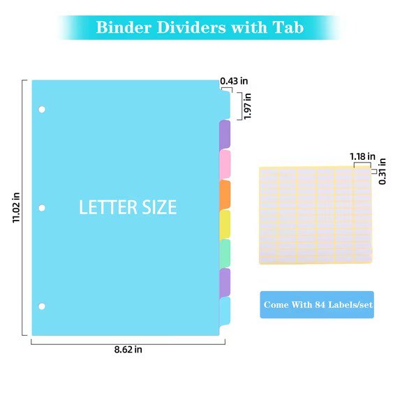 8-Piece 1 Inch Binder and Dividers Organizer Set - Holds 200 Sheets, Letter Size