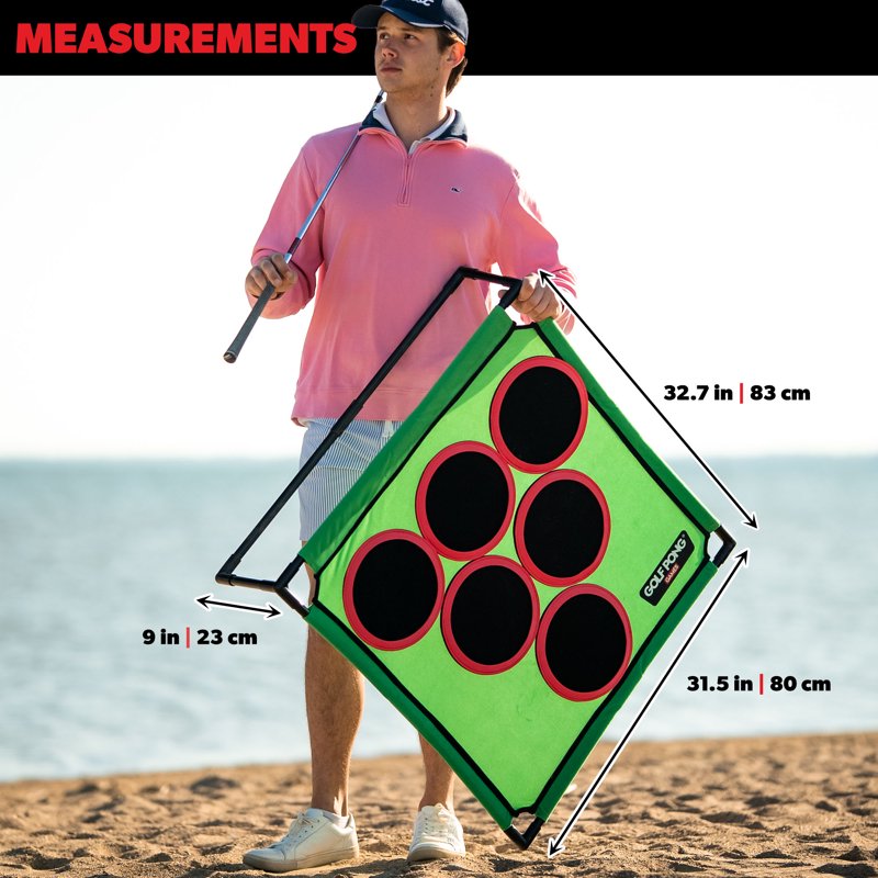 Golf Pong Versus 2-Player Chipping Mat Set – 46-Piece Green Backyard Indoor Game