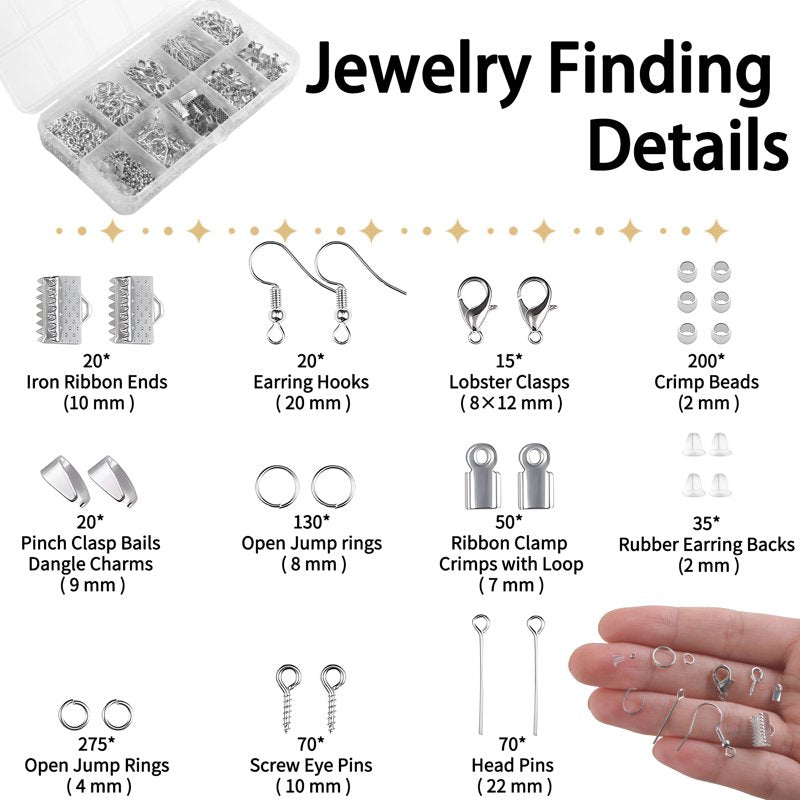 Jewelry Making Supplies Kit 905 Pcs - Beading Wire, Findings, Pliers & Repair Tools