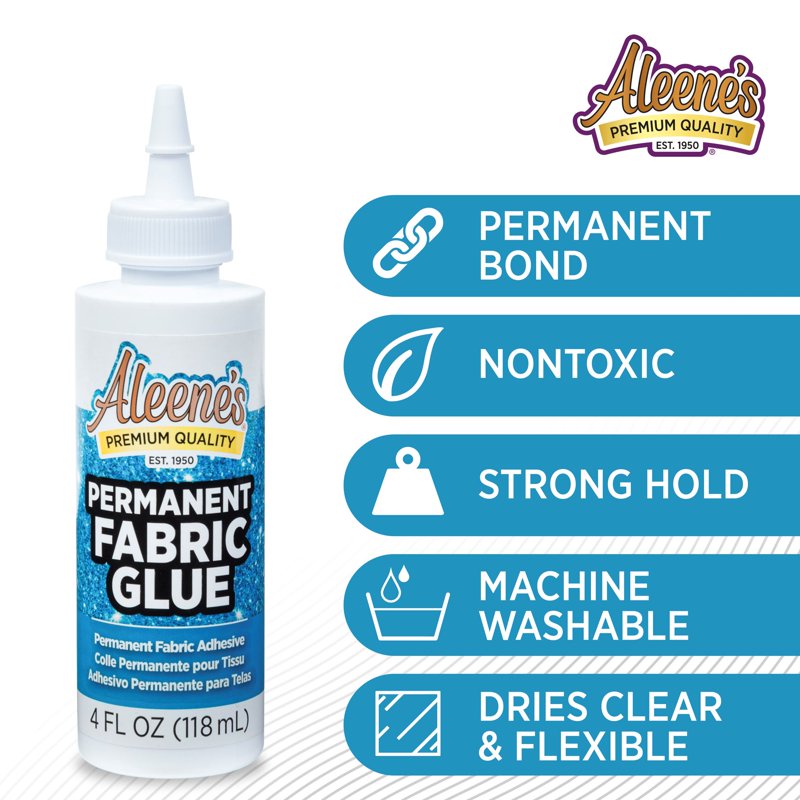 Fabric Glue Permanent No-Sew Adhesive for Clothing & Crafts 4 fl oz