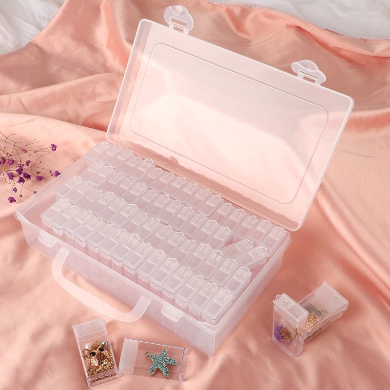 64 Grids Diamond Painting Storage Box with Adjustable Dividers - Bead and Jewelry Organizer