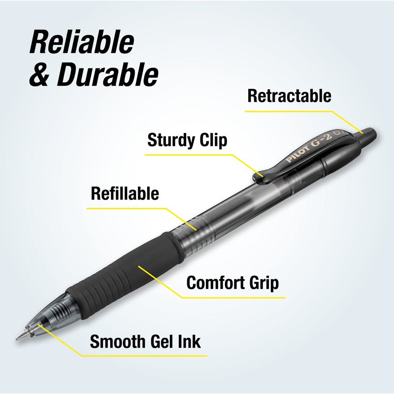 Retractable Gel Ink Pens - Fine Point, Black, Assorted Colors, 10 Pack