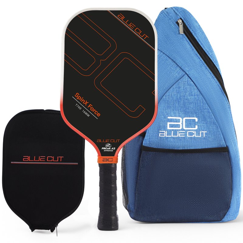 Blue Cut SpinX Force Pickleball Paddle - 16mm Honeycomb Core, T700 Carbon, USAPA Approved - Orange