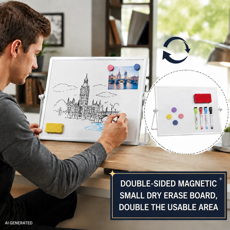 Magnetic Double-Sided Dry Erase Whiteboard with Stand & Accessories Set