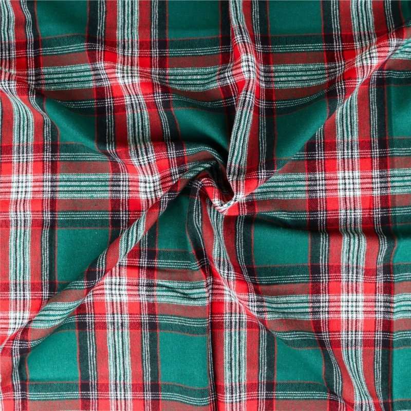 Red Green Plaid Flannel Fabric 1.5 Yards - Cotton for Crafts & Sewing