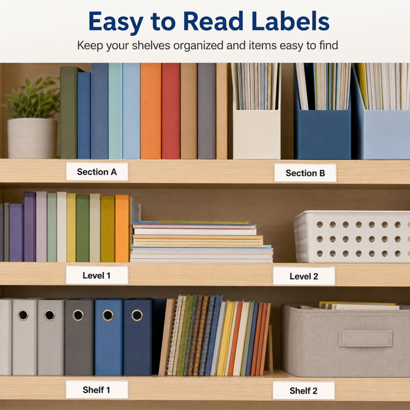 Clear Adhesive Shelf Label Holders for Organization - Pack of 60