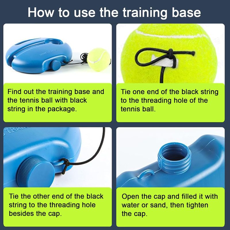 Portable Tennis Trainer with Rebound Balls & Adjustable Rope for Solo Practice