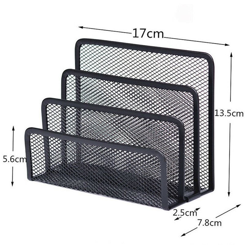 Desk Mail Organizer with 4 Compartments and Drawer - Metal Mesh Office Storage