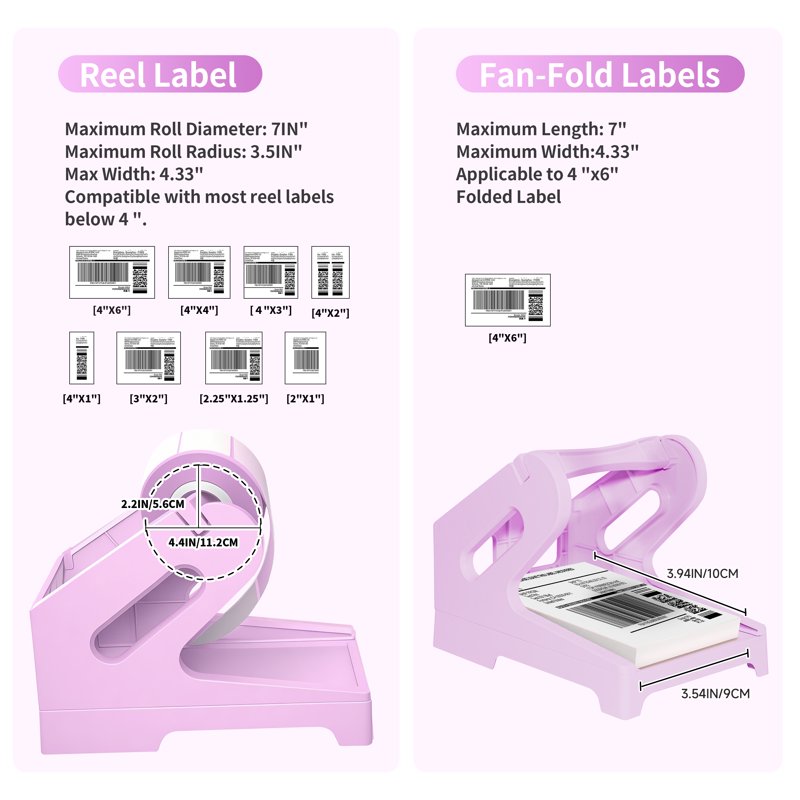 Thermal Shipping Label Holder for Rolls & Fan-Fold Labels - Desktop Organizer for Fragile & Holographic Stickers - Purple