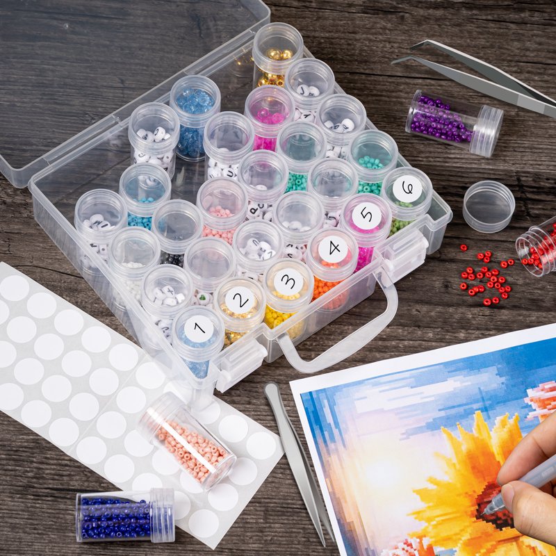 Diamond Painting Storage Containers Bead Organizer with 30 Grids - Clear Craft Storage Box
