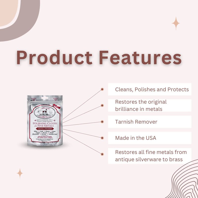 Jewelry and Fine Metal Polishing Cloths - Tarnish Remover & Shine Restorer (2 Pack, 4x6)