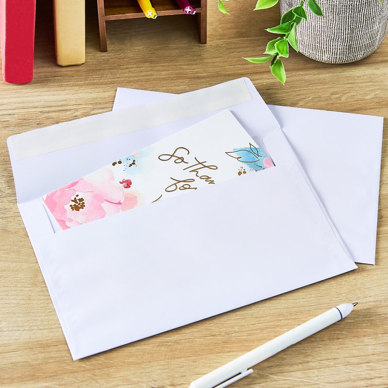 A7 Greeting Card Peel and Stick Envelopes, White, 5x7 Inches, 100 Pack