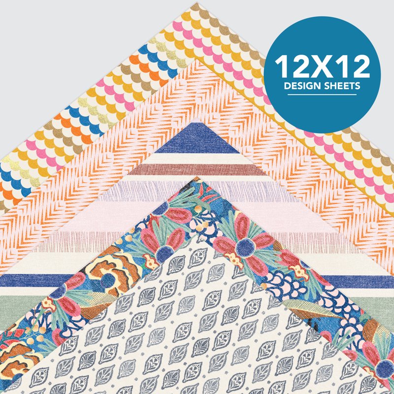12x12 Scrapbook Paper Pad - 50 Sheets Bohemian Design, 24 lb/110 GSM