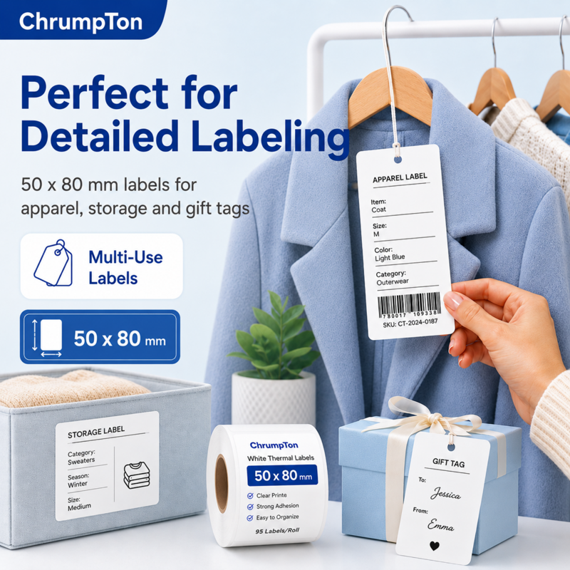Thermal Transfer Barcode Labels 6 Rolls 1110 Count 2x1 & 2x3.15 Inches Self-Adhesive