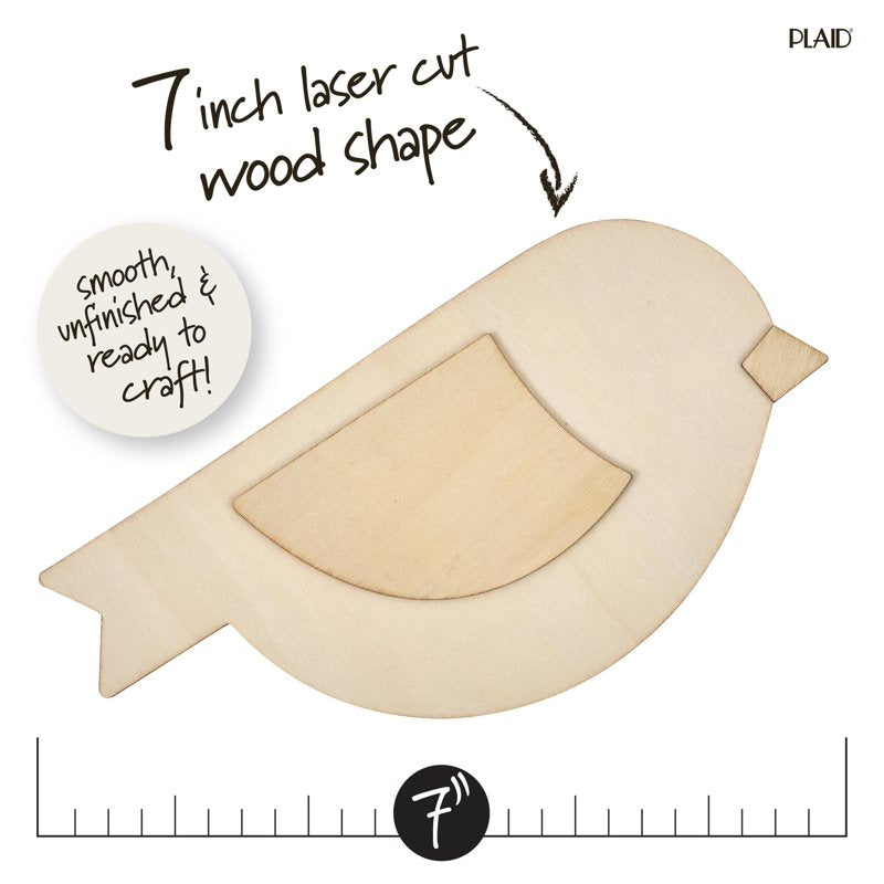 (2 Pack) Unfinished Wooden Bird Shapes for Crafts, 7 Inches - DIY Decor Accents