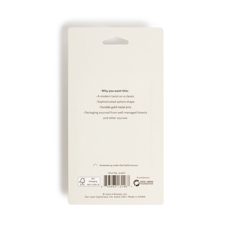 Clear Sphere Push Pins with Gold Finish - 100 Pack for Office & Home