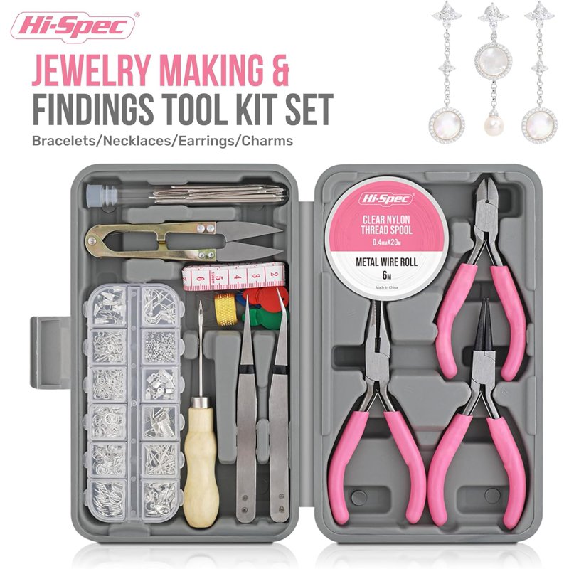 Jewelry Making Tool Kit with 600 Findings, Pliers, Needles & Accessories