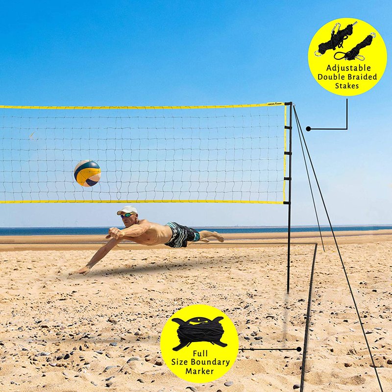 Outdoor Volleyball Net Set with Ball, Pump & Carrying Bag for Backyard Beach or Pool