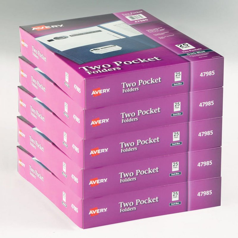 Letter Pocket Folder, 8.5 x 11 Inches, 2 Internal Pockets, Dark Blue, Pack of 125