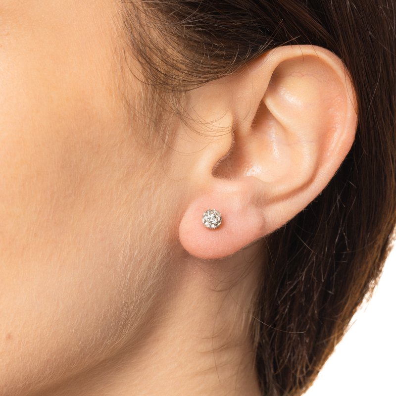 Simulated Diamond Earrings Set - Multi Stone Sterling Silver 5 Pairs