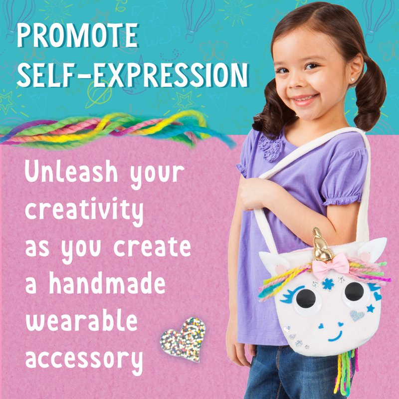 Unicorn Purse Craft Kit for Kids - No-Sew DIY Bag with Accessories