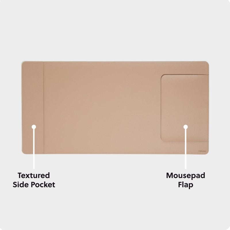 Vegan Leather Desk Pad with Non-Slip Backing and Mousepad - 31.5 x 15.7 in.