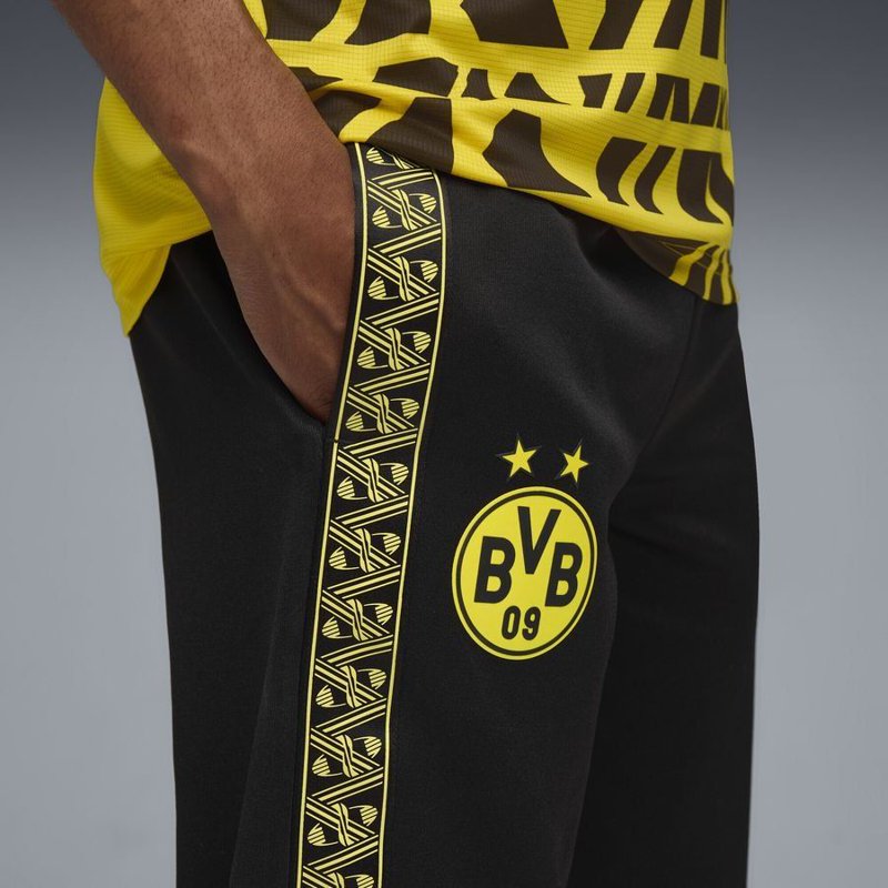 Men's Soccer Pants with Tapered Fit and Moisture-Wicking Fabric - Black & Yellow
