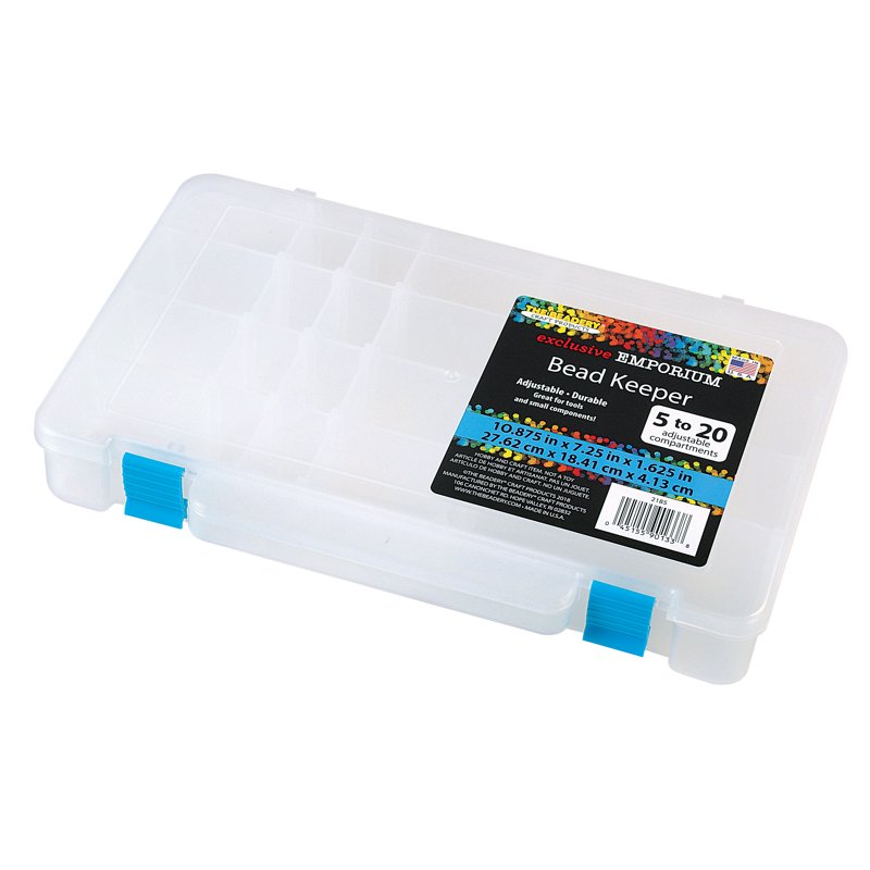 Craft Bead Organizer Box with Adjustable Compartments - Clear Plastic Storage Container
