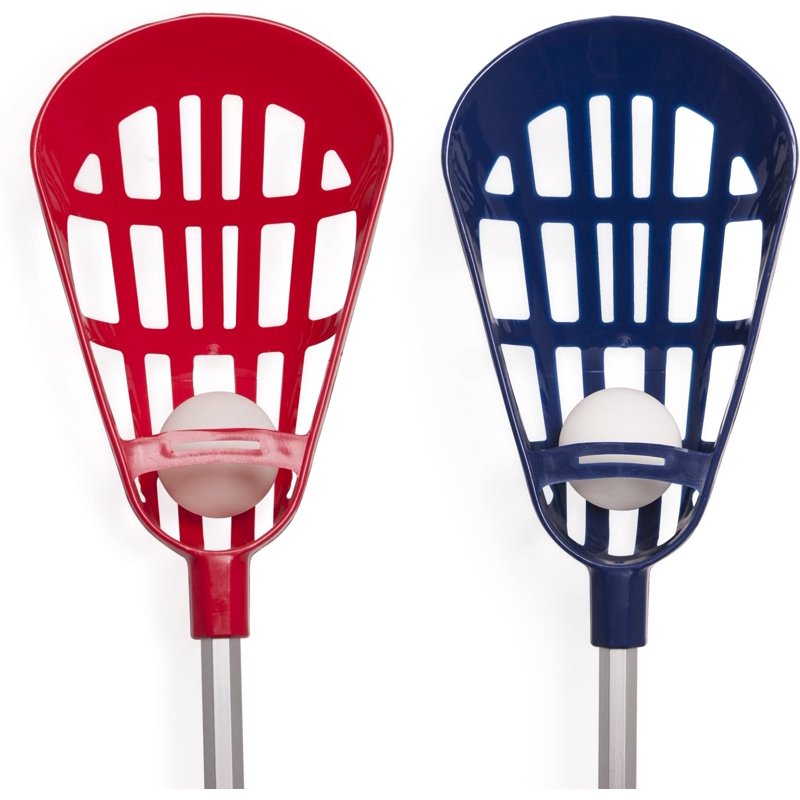 Lacrosse Equipment Set with 12 Aluminum Sticks and 6 Vinyl Balls for Kids & Beginners