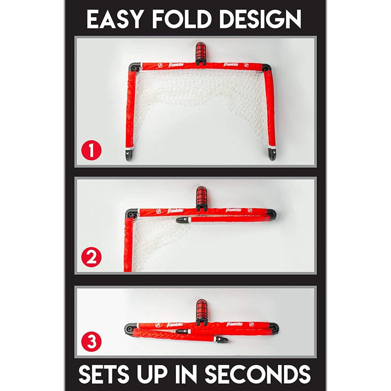 Mini Hockey Goal Set with Light-Up Net, Stick & Ball - Indoor Floor & Knee Hockey