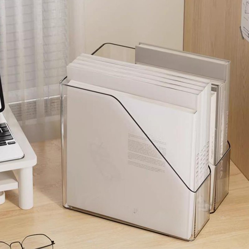 Acrylic Desk Organizer for Files and Books - Transparent Vertical Storage Rack