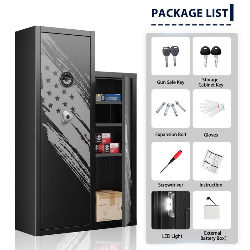 Large Gun Safe for Rifles and Pistols - 8-10 Capacity with Removable Shelves