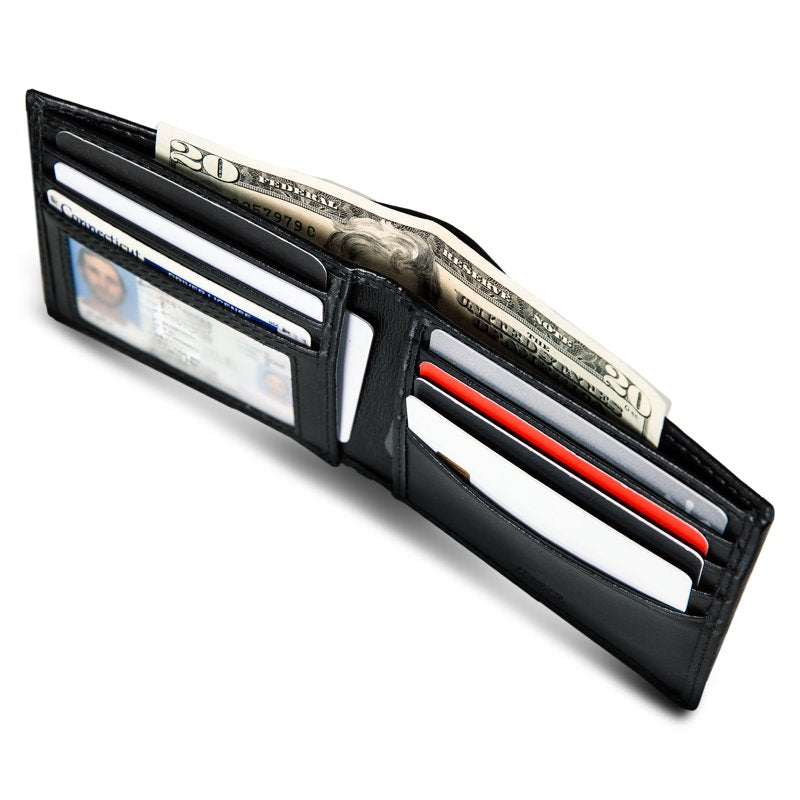 Men's Leather Perforated Bifold Wallet with RFID Protection