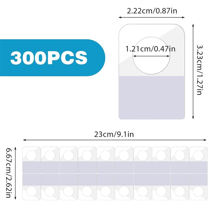 300 Self Adhesive Clear Plastic Hanging Tabs for Retail Display